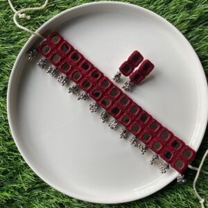 Double Line Small Square Mirror Choker