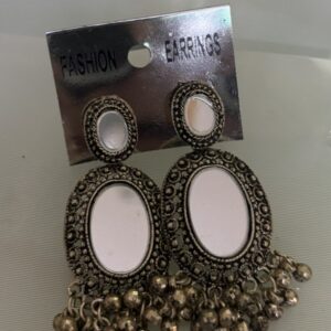 Antique Mirror Work Oxidised Earrings